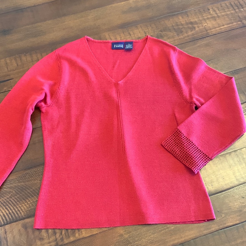 Red Sweater with detailed sleeves Sz M